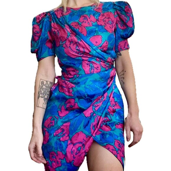 Vintage 100% silk jewel-tone dress - Picture 3 of 6